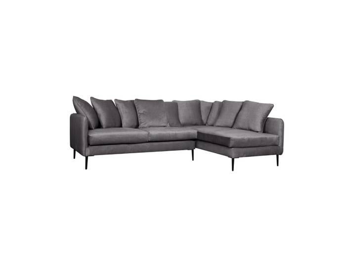 Canapé en velours 5 places angle droit anthracite