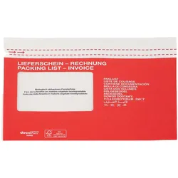 Docufix, Lieferscheintasche, Dokumententasche C5 weiss/rot 500 St. (C5, 500 Stk.)