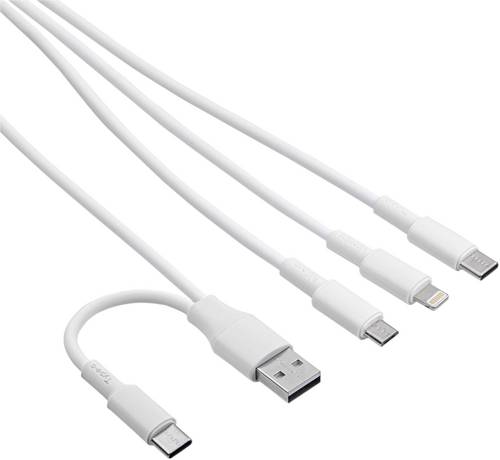 Akyga USB-Kabel USB-C Stecker, USB-A Stecker, Apple Lightning Stecker, USB-Micro-B Stecker 1.20m Weiß AK-USB-52