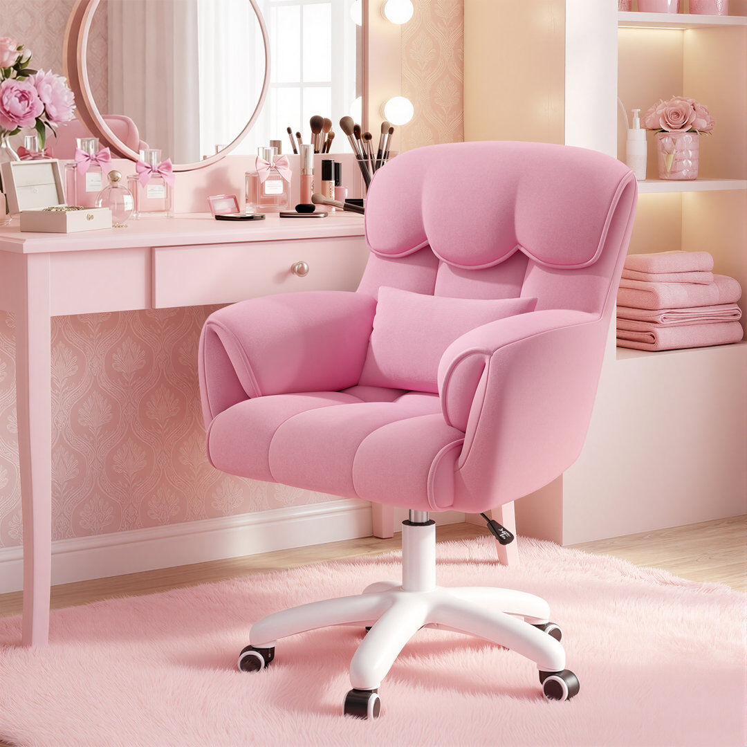 Fairmont Park Velvet Office Chair Pink/White 56cm W X 58cm D