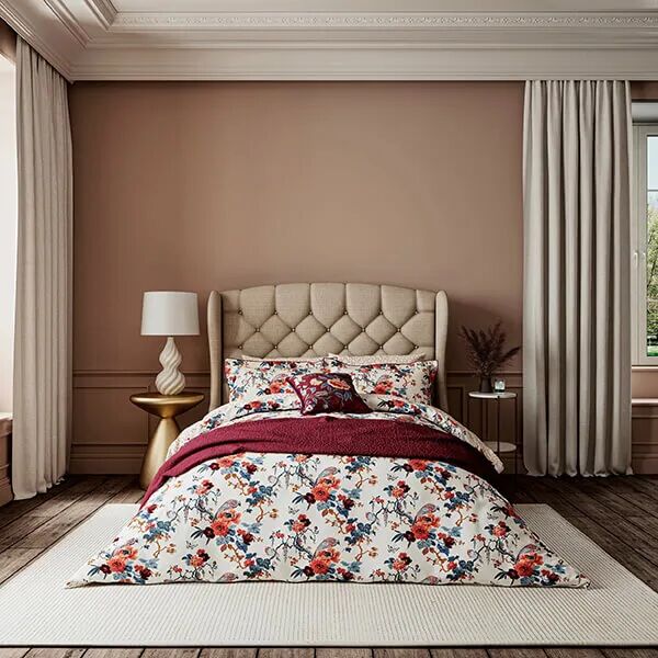 V&A; Chinoiserie Charm Duvet Cover Set Single Blue/Red