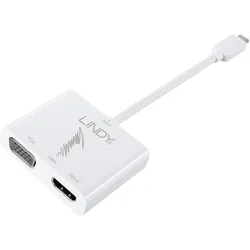 Lindy USB 3.1 Typ C auf (HDMI, VGA), Video Adapter, Weiss