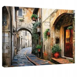 LEINWANDBILD Gasse Toskana Stadt Modern Wohnzimmer 100x70