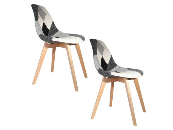 Toilinux - 2 Chaises design scandinave Patchwork - Gris