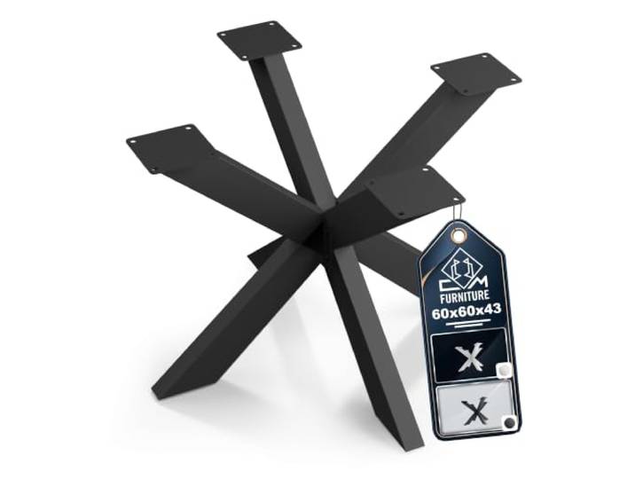 CM Furniture Couchtisch Gestell Tischbeine Tischgestell Hoch 43 cm Metall Schwarz für Rund/Quadratisch Massiv Tischplatte Holz Glass Spider/Spinnen Premium DIY Projekt Untergestell Wohnzimmer
