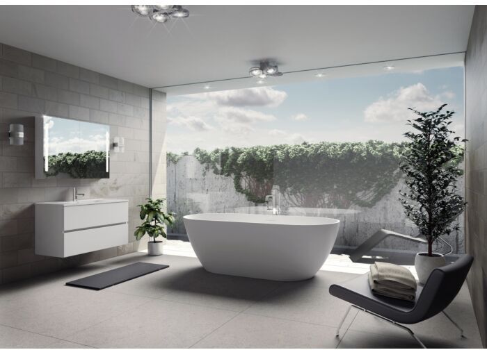 RIHO Sanitär GmbH Riho Bilbao freistehende Badewanne B118001105 weiß matt, 170x80cm, mit Verkleidung