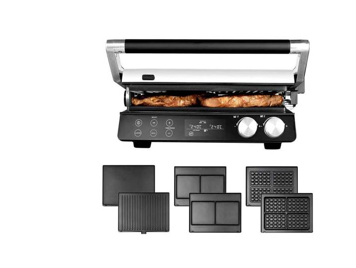 Kontaktgrill GASTROBACK Gastroback Multigrill BBQ Pro Smart 2400 W , schwarz silber, B:35,5cm H:16cm T:32cm, Kontaktgrill_Standgrill_Tischgrill_Teppanyakigrill, Kontaktgrill