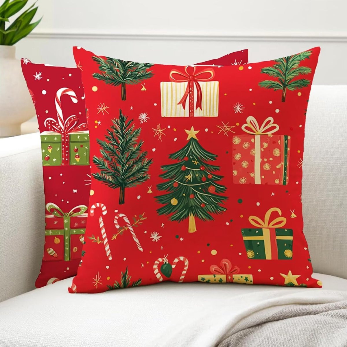 Rode decoratieve kussenslopen set van waterafstotende stof, 50 x 50 cm
