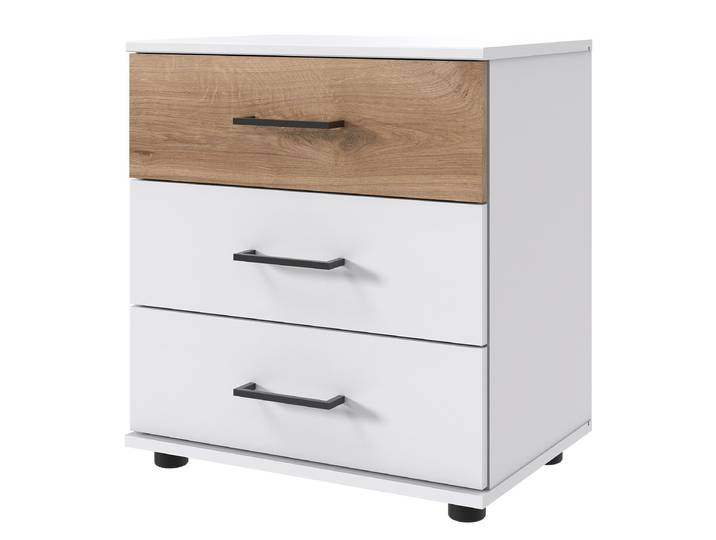Table de chevet 58cm Blanc/Blanc/Imitation chêne