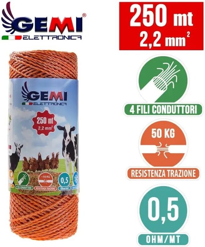Gemi Elettronica Weidezaun komplettset set mit 220-v-weichmacher und 250 m 2,2 mm² draht für eisenpfosten für elektrozäune gemi