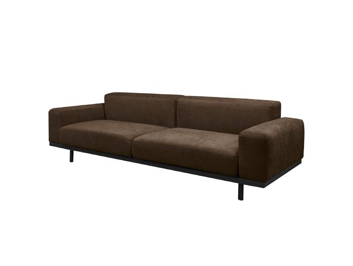 home24 XXL-bank bruin Microvezel Wiam 257 x 72 x 98cm modern