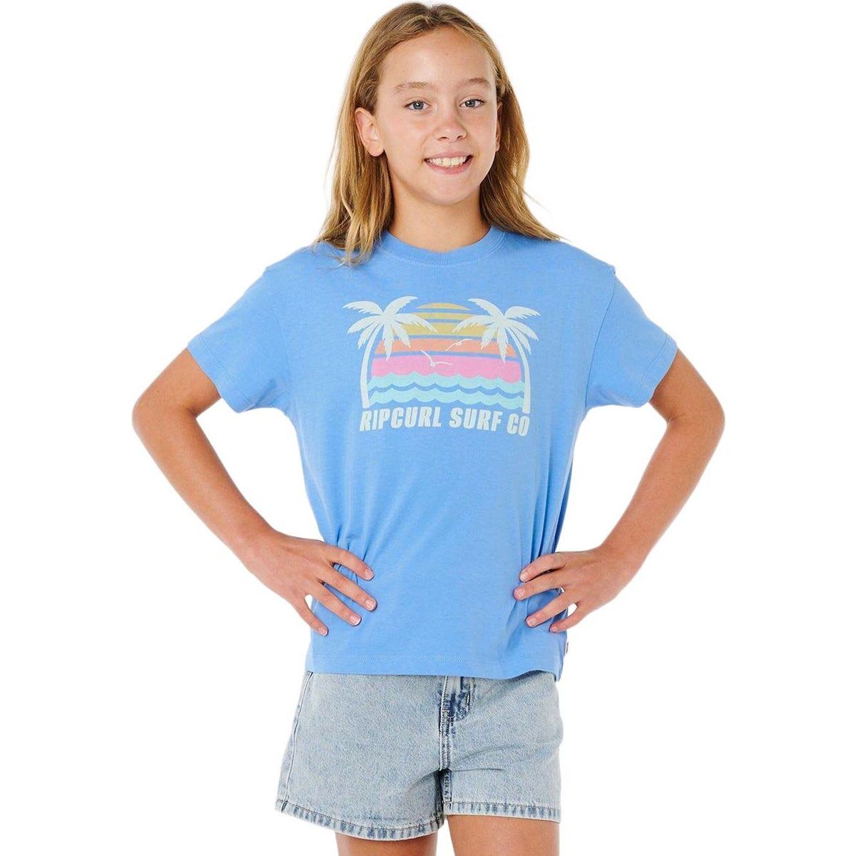 RipCurl Malibu Relaxed Tee-girl cornflower blue (2404) 8 06NGTE-2404-8