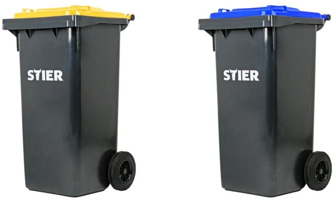 Set STIER 2-Rad-Müllgroßbehälter 120 l grau/gelb + STIER 2-Rad-Müllgroßbehälter 120 l grau/blau