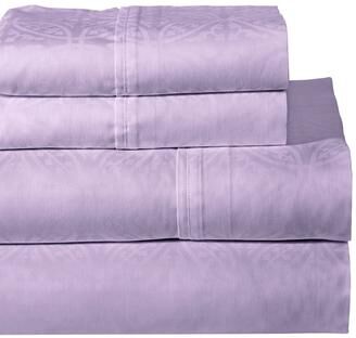 Pointehaven 300 Thread Count Combed Cotton Tone-on-Tone Printed Bed Sheet Set