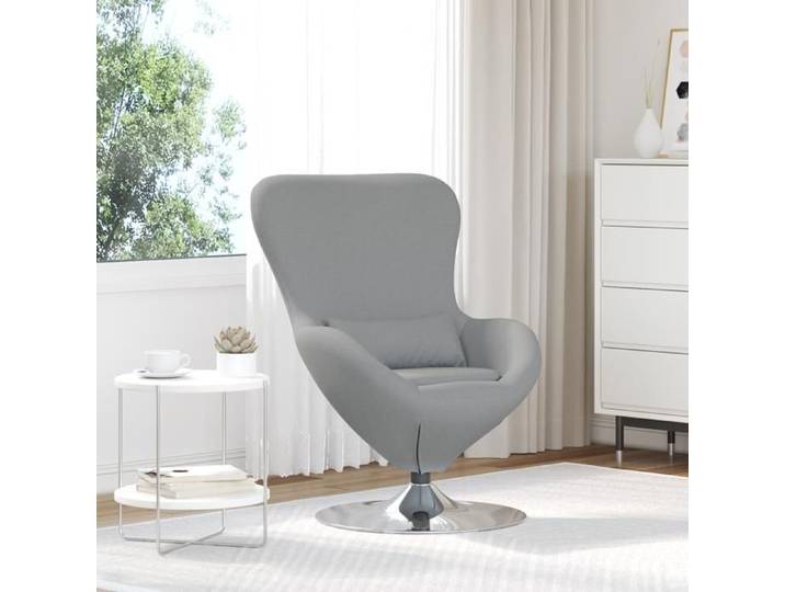 CHEZ JILI*Fauteuil œuf Design Classique - RUIGOU - en tissu gris clair35509