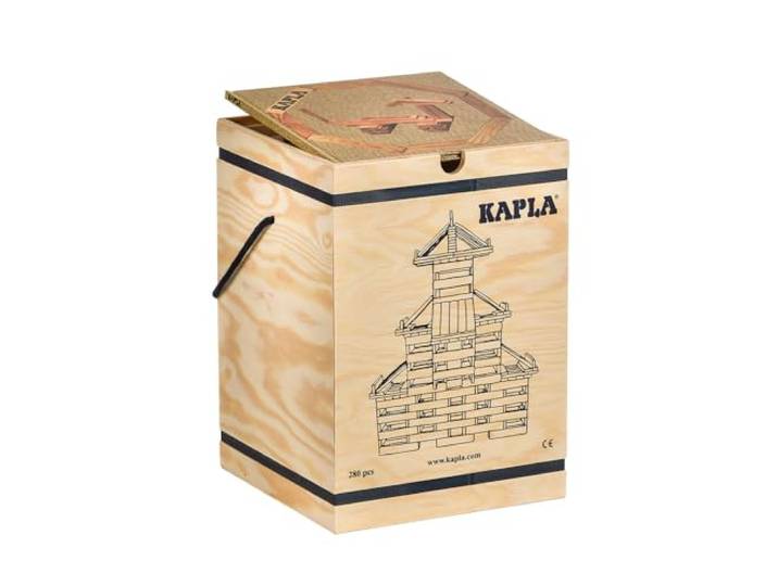 KAPLA Holz-Bauklötze Bauset 280 Stück mit gelbem Vorlagenbuch