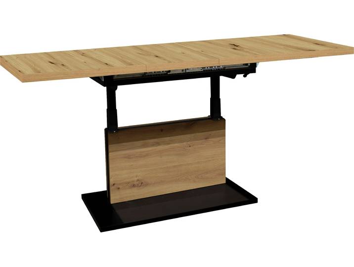 Couchtisch MÄUSBACHER Lift Couchtisch , braun (vulkanschwarz supermatt, asteiche, asteiche), B/H/T: 160cm x 75cm x 70cm, Synchron-Auszug, Tische, Couchtisch, höhenverstellbar 56-75cm, Breite Tischplatte 120-160cm, Metallgestell