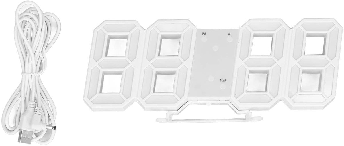 Dailygoods Dailygoody 3D LED-wandklok - Digitale wekker met temperatuur en timer - Roze