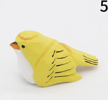 Inspire Curations Hand Carved Wooden Bird Figurine Mini Handmade Wood Bird Decor Cute Ornament 5