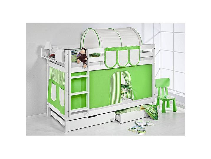 Lits superposés Stripes 90 x 200cm Blanc/Vert clair