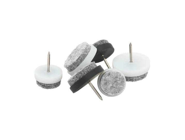 Guardian Lot de 8 patins de meuble avec clou Guardian Ø20 mm Noir