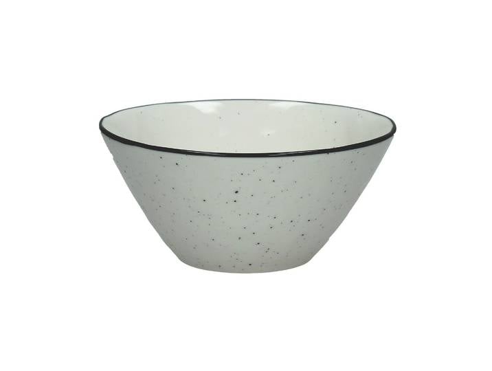 Bol à céréales en porcelaine blanche, tacheté noir, rond - Pomax,