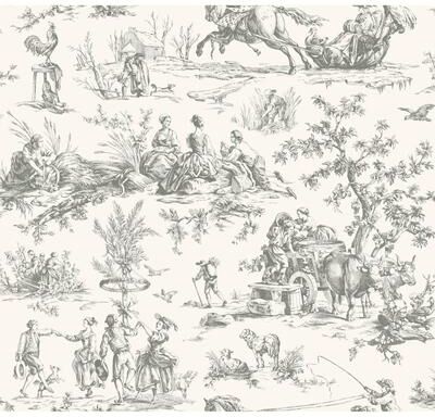 York Wallcoverings Seasons Toile Grey Wallpaper