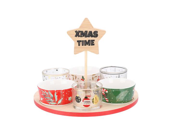 Apéroschale Servierset Weihnachtsdeko 7-teilig
