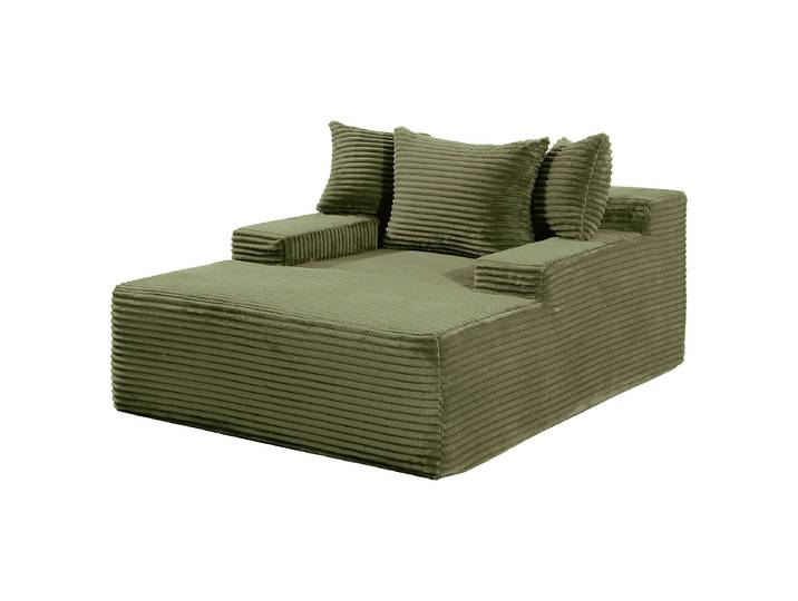 Longchair Grün Cordstoff Vaida 125 x 63 x 170cm