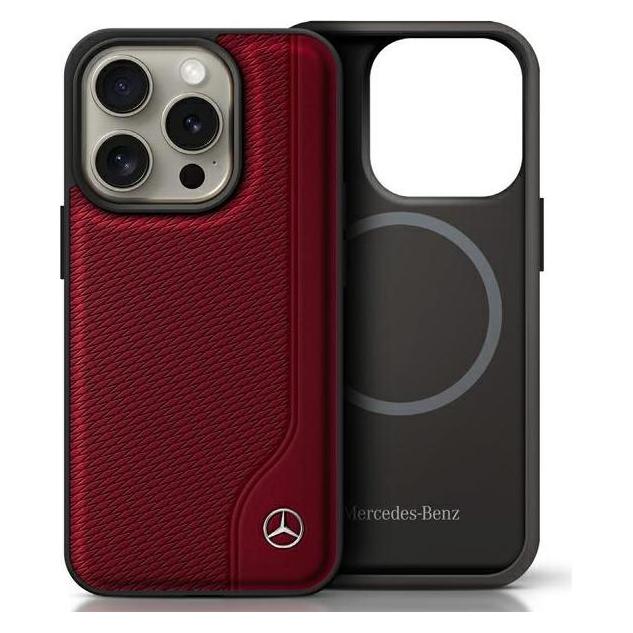 Mercedes MEHMP16X23RBGVR iPhone 16 Pro Max 6.9" czerwony/red hardcase MB Wood Imitation Leather MagS (Apple iPhone 16 Pro Max) (Mer008305-0)