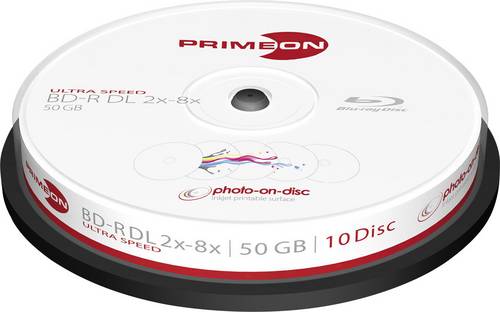 Primeon 2761312 Blu-ray BD-R DL Rohling 50GB 10 St. Spindel Bedruckbar