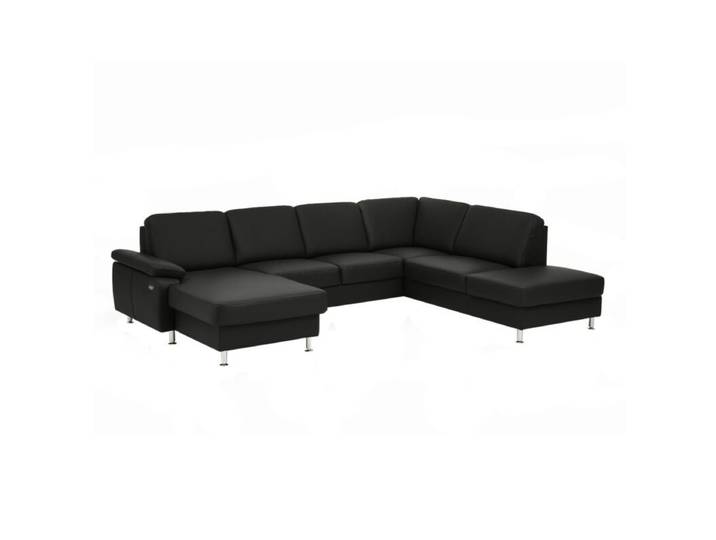 Couchliebe Prato Wohnlandschaft - Echtleder Torro schwarz - ohne Funktion - ohne Zusatzausstattung - Nein ohne Funktion Modern, Zeitlos