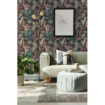 Vliestapete LIVING WALLS "LIMITED – Tropical Leaves", bunt (braun), B:0,53m H:0m L:10,05m, Vlies, Tapeten, Großformatige Palm- und Bananenblätter im Dschungel-Look