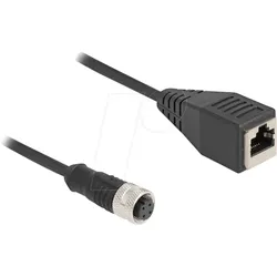 DELOCK 60066 - Adapterkabel M12 D-kodiert 4 Pin Buchse > RJ45 Buchse, 50 cm