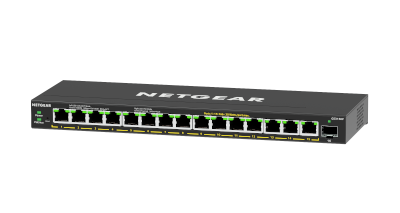 NETGEAR GS316EP Switch 16 Port Gigabit Ethernet LAN PoE Switch Plus (mit 15x PoE+ 180W & 1x SFP, Managed Netzwerk Switch mit IGMP Snooping, QoS, VLAN, lüfterlos)