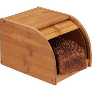 Relaxdays Brotkasten Bambus, Rolldeckel, 20,2 x 27 x 18,2cm