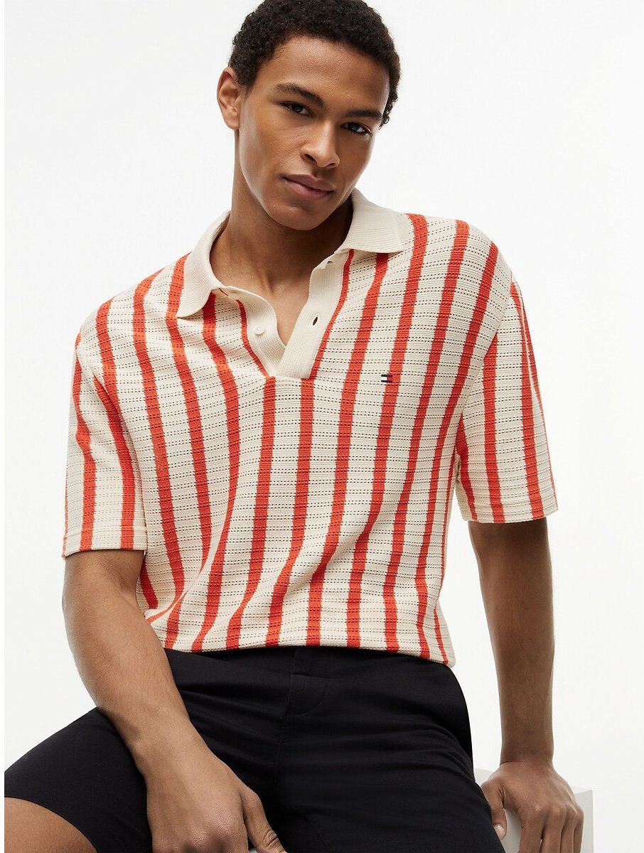 TOMMY HILFIGER Polo rayé en maille reliefée