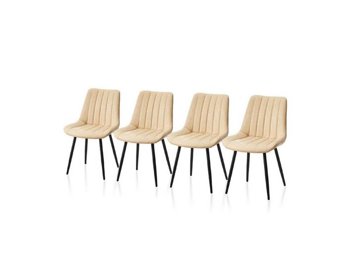 LuxusKollektion Esszimmerstuhl Esszimmerstühle 4er Set Kunstleder Beige