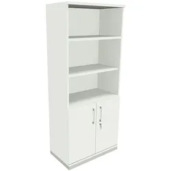 fm Büromöbel Kombischrank »Oldenburg« 5 OH 3 offene Fächer 2 Türen weiß, 80x186.9x44.2 cm
