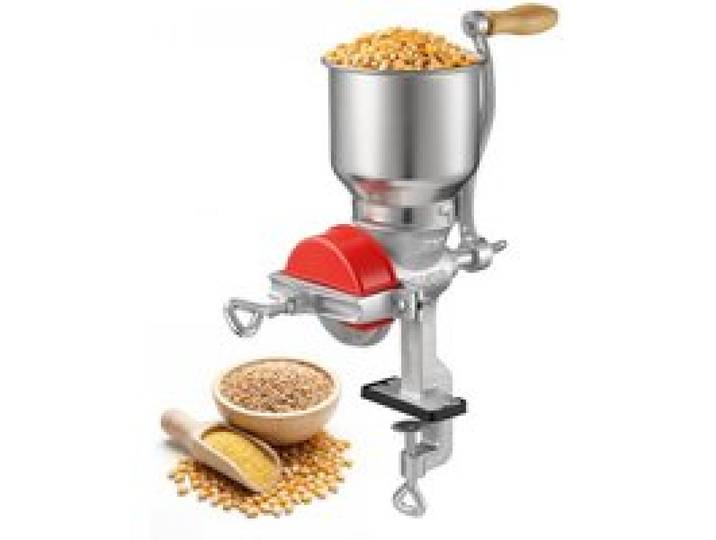 VEVOR Moulin à Grains Manuel Trémie Haute, Moulin à Céréales à Manivelle, pour Épices Grains de Café Noix, Broyeur à Maïs de Table en Fonte, Fixation à Serre-joint, avec Couvercle Anti-poussière