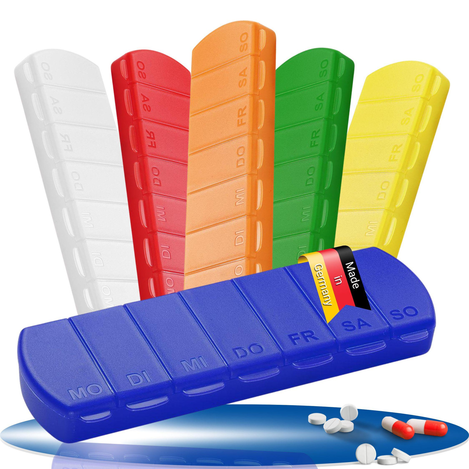 Medicijnbox Seven Days pillendoos met 7 compartimenten, blauw