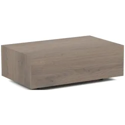 COUCHTISCH Noma Rechteckig in Eiche Braun, Blockform mit versteckten Rollen 90/55/28 cm