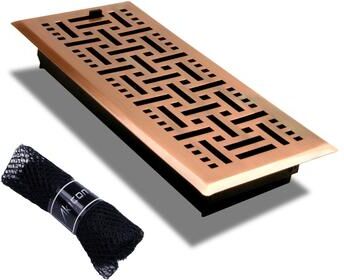 "Akicon Check Design 4""x10"" Floor Register with Trap Net"