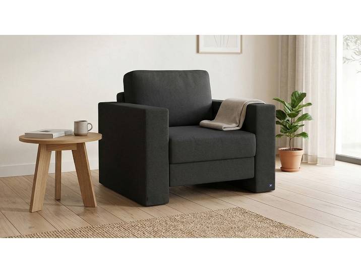 BRUNO Schlafsessel 70cm in Schwarz praktische Größe stabiles Massivholz & Boxspringkomfort