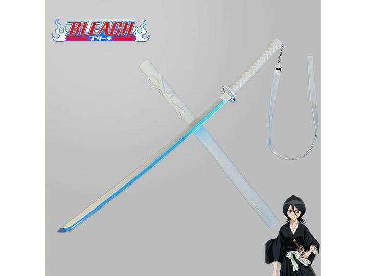 Katana Rukia Sode de 103 cm (40 pouces) avec lame blanche enveloppée, sangle lumineuse, taille réelle, katana japonais brillant, accessoire de cosplay, cadeau