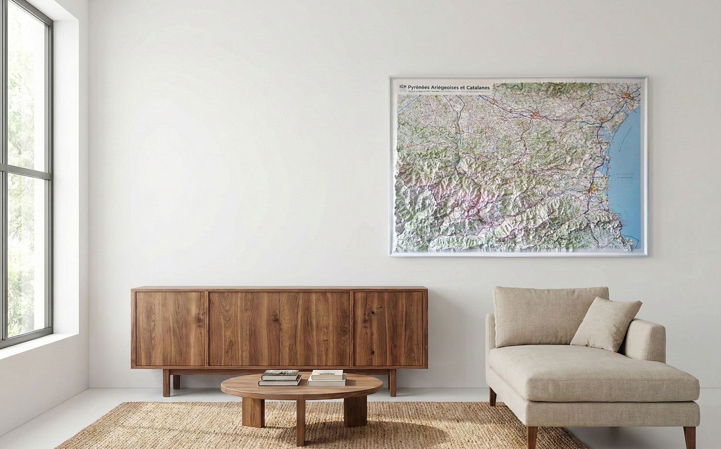 Carte murale en relief - Pyrénées ariégeoises et catalanes - 113 x 80 cm   IGN