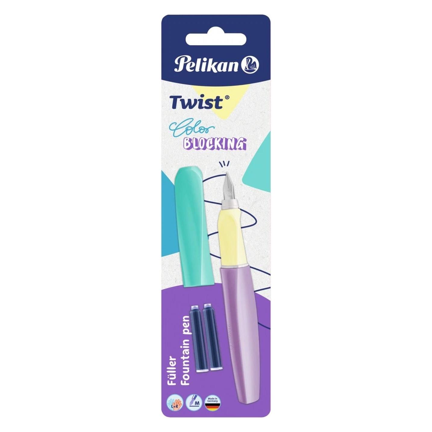 Pelikan Füllhalter (Patronenfüllsystem) Twist Color Blocking Füller für Rechts- und Linkshänder, li (1x) (826242)