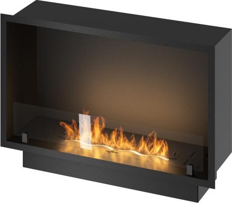 Sololed - Inside Black 800 Einbau-Bioethanol-Kamin - Mattschwarz, mit Glas, 1-Liter-Brenner, modernes Design