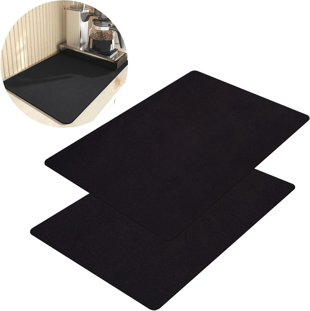 Set van 2 absorberende onderzetters voor koffiezetter, keuken en badkamer, 30 x 40 cm