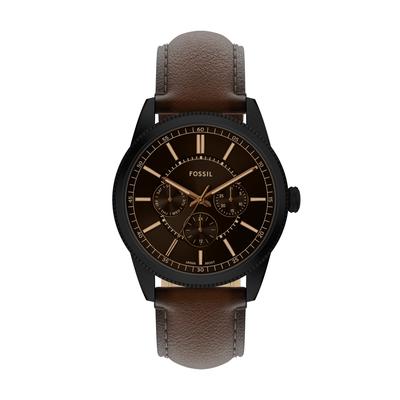 Quarzuhr FOSSIL "Pearson", braun (dunkelbraun, braun, schwarz), Armbanduhren, Herren, schwarz, Quarzuhr, Armbanduhr, Herrenuhr, Lederarmband, analog, Tag, Wochentag
